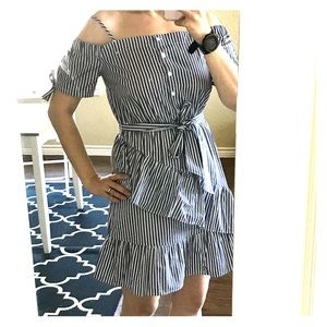 ASOS Off Shoulder Sundress in Stripe, Size 6. New.